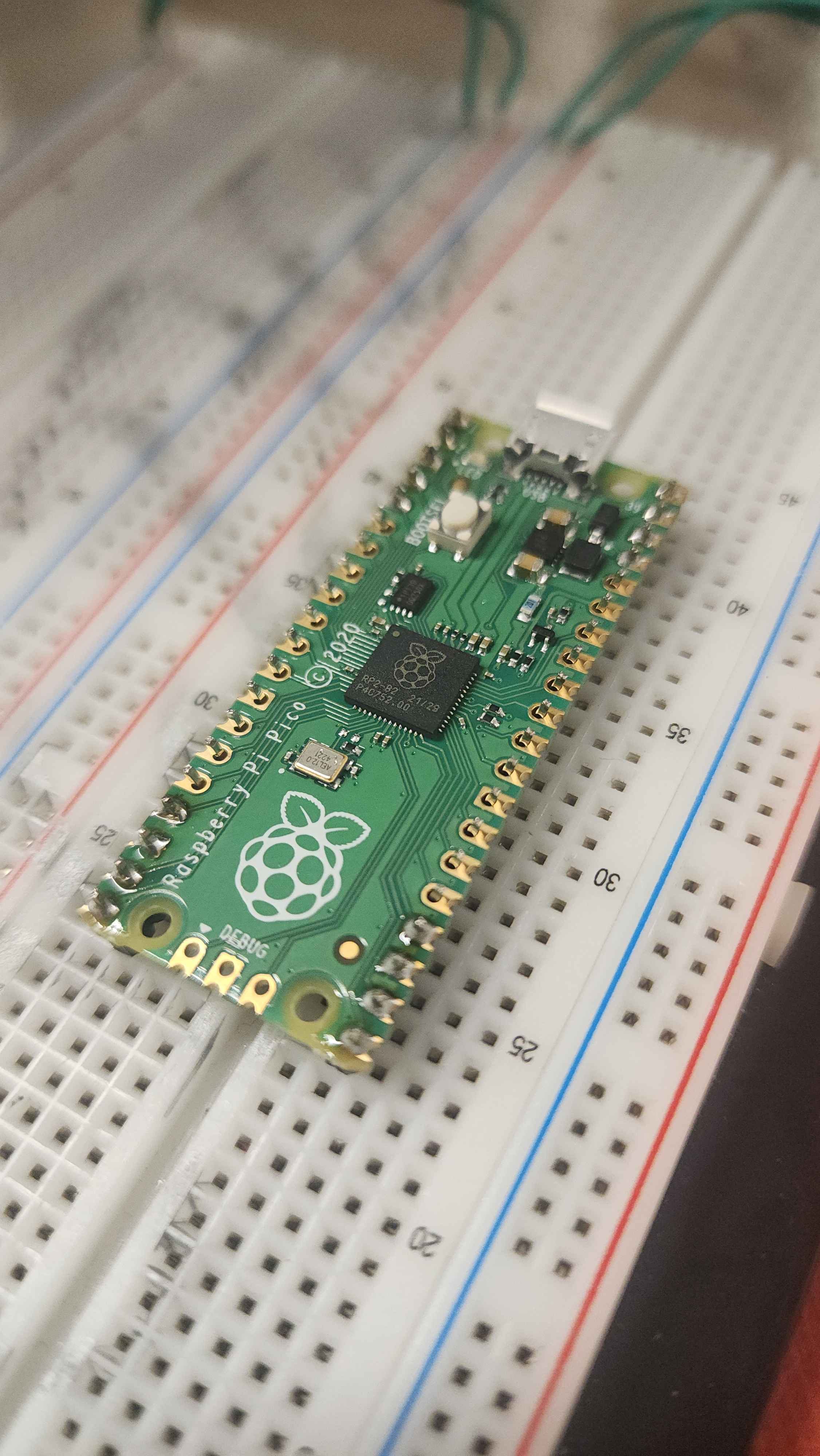 tacked pico on breadboard